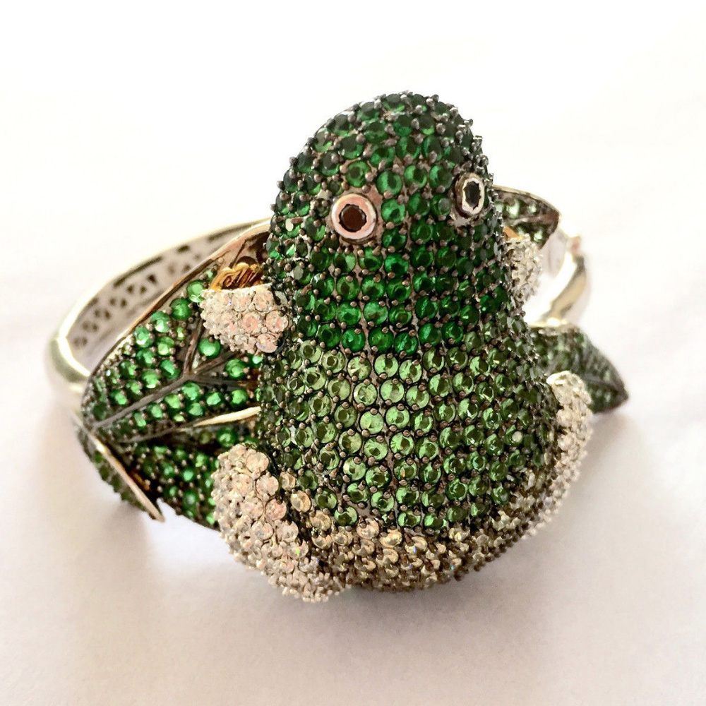 Anthropologie Cubic Zirconia Frog Bracelet Cuff ONE OF A KIND ANTHRO COLLECTIBLE